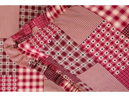 Bavlněné povlečení ČERVENÝ PATCHWORK S KANÝREM (Název 140x200 (1 ks), 70x90 cm s kanýrem (1 ks), Barva Červená)