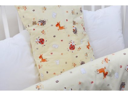 Dětské ložní povlečení krepové ZVÍŘÁTKA (do postýlky) (Název 1 ks 40x60 cm, 1 ks 90x130 cm, Barva Žlutá)