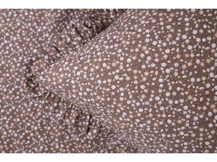 Krepové povlečení HNĚDÉ KYTIČKY tmavé S KANÝREM (Název 140x200 cm (1 ks), 70x90 cm s kanýrem (1 ks) , Barva Hnědá)