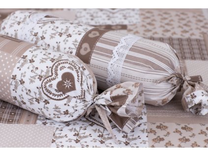 Povlak na váleček PATCHWORK BÉŽOVÝ (Název Povlak na váleček bavlna, Barva Hnědá)