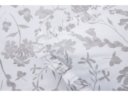 Bavlněné povlečení FLORA BÍLÁ KÁVA světlá S KANÝREM (Název 140x200 (1 ks), 70x90 cm s kanýrem (1 ks), Barva Bílá)