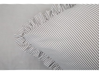 Bavlněné povlečení ŠEDÝ DROBNÝ PROUŽEK S KANÝREM (Název 140x200 (1 ks), 70x90 cm s kanýrem (1 ks), Barva Šedá)