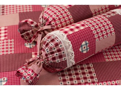 Povlak na váleček PATCHWORK ČERVENÝ (Název Povlak na váleček bavlna, Barva Červená)
