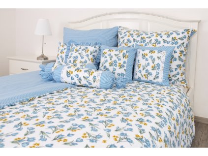 Přehoz, letní deka TULIPÁNY / pruh (Název Přehoz, přikrývka 140x200 cm, Barva Modrá)