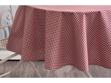 Ubrus bavlněný kulatý PEPITO KOSTIČKA BORDÓ (Název Kulatý ubrus / průměr ubrusu Ø 100 cm, Barva Červená)