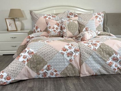 Bavlněné povlečení PATCHWORK ORANŽOVÝ (Název 1x 140x200, 1x 70x90 cm (bez volánu, bez krajky), Barva Oranžová)
