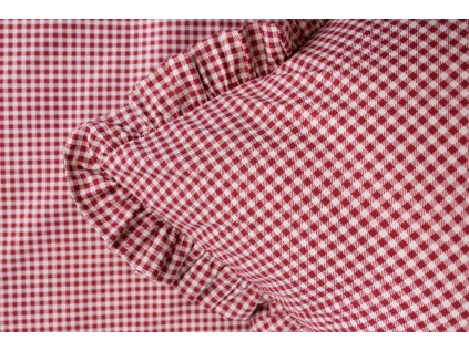 Krepové povlečení BORDÓ PEPITO S KANÝREM (Název 140x200 cm (1 ks), 70x90 cm s kanýrem (1 ks) , Barva Červená)