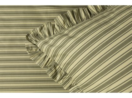 Krepové povlečení ZELENOŽLUTÝ PRUH S KANÝREM (Název 140x200 cm (1 ks), 70x90 cm s kanýrem (1 ks) , Barva Zelená)
