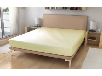 Napínací JERSEY bavlněné prostěradlo slonová kost č. 56 (Název 90x200 na výšku 15-18 cm (dodací lhůta 5 až 10 dní), Barva Žlutá)