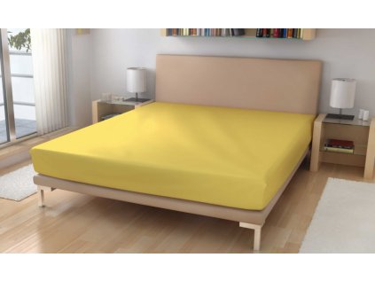 Napínací JERSEY bavlněné prostěradlo žluté č. 55 (Název 90x200 na výšku 15-18 cm (dodací lhůta 5 až 10 dní), Barva Žlutá)