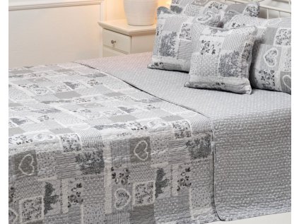 Oboustranný prošívaný přehoz DELUXE šedý ROMANTIC (Název Přehoz DELUXE 140x200 cm, Barva Šedá)