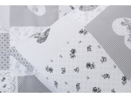 Povlak na polštář jednoduchý PATCHWORK DOVE (Název Bavlněný povlak na polštář 40x40 cm, Barva Šedá)