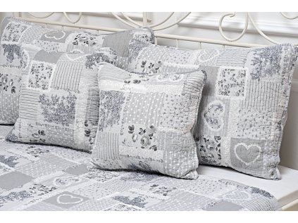 Povlak prošívaný DELUXE patchwork šedý ROMANTIC (Název 40x40 cm, Barva Šedá)