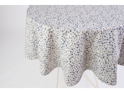 Ubrus bavlněný kulatý KYTIČKY MODRÉ neg (Název Kulatý ubrus / průměr ubrusu Ø 100 cm, Barva Modrá)