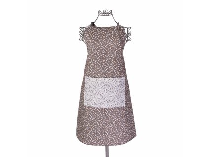 Zástěra bavlněná HNĚDÁ KYTIČKA tmavá/světlá (Název Zástěra pro dospělé (82x76 cm), Barva Hnědá)