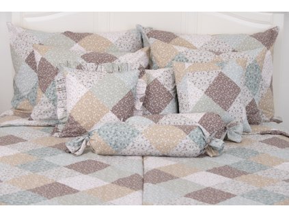 Krepové povlečení PATCHWORK JADE (Název 140x200 cm (1 ks), 70x90 cm (1 ks), Barva Zelená)