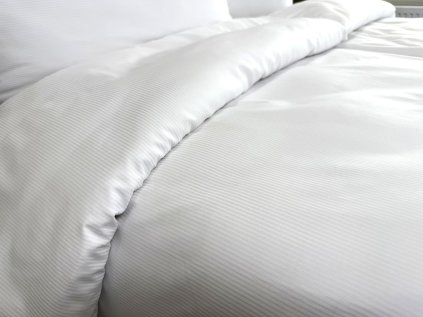 10 ks bílé damaškové povlečení ATLAS GRÁDL úzký proužek, hotelová kapsa