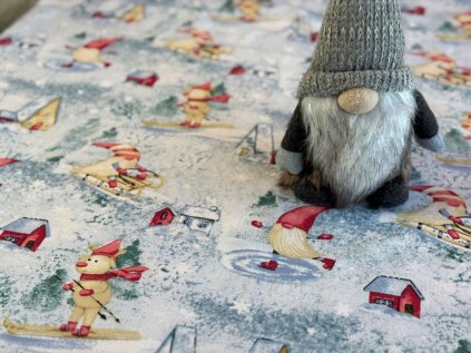 Bavlna, látka vánoční SKŘÍTCI A DOMEČKY