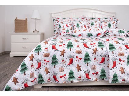 Bavlněné povlečení VÁNOČNÍ PERNÍČKY 200x220, 2x 70x90cm