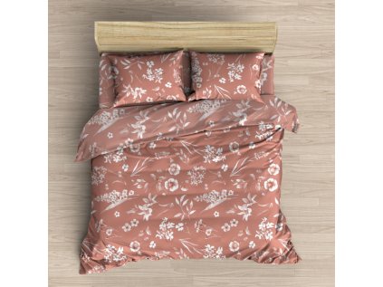 Flanelové povlečení FLORA terakota tmavé (Název 140x200, 70x90 cm, Barva Červená)