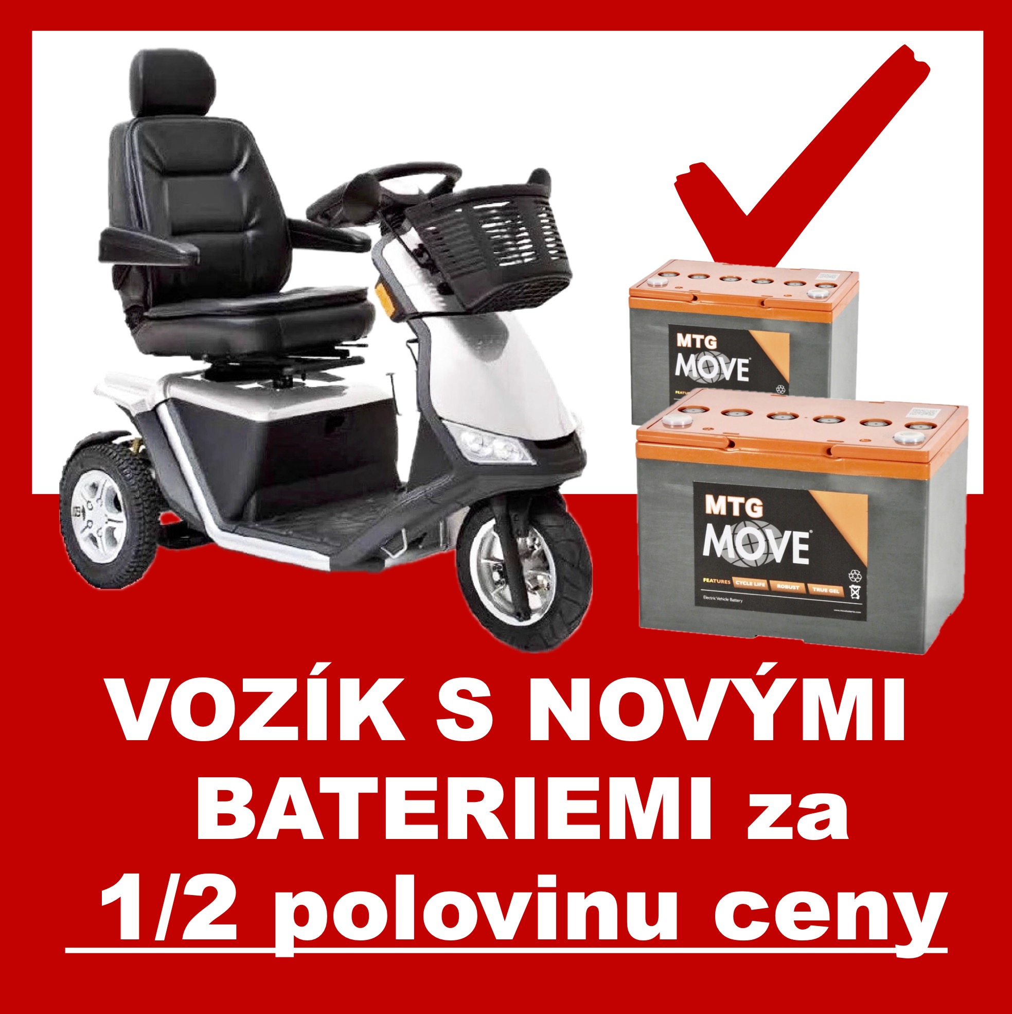 Speciální nabídka baterie za 1/2 ceny k vozíku