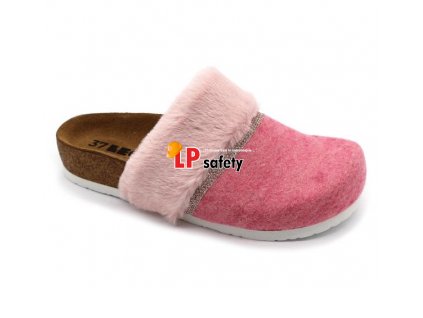 LEON 4261 Dámske zdravotné korkové teplé papuče Ružové
