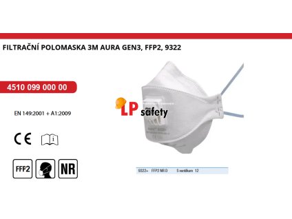 Filtračná polomaska 3M 9322 AURA GEN3, FFP2