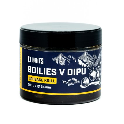 Dipované Boilies LT Baits Sausage Krill 300 g