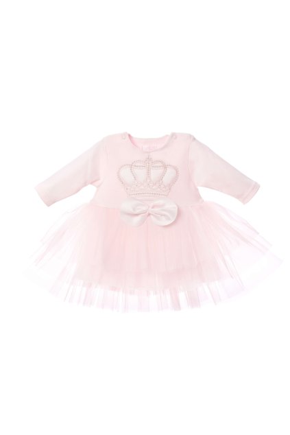 Detské šaty princes crown pink