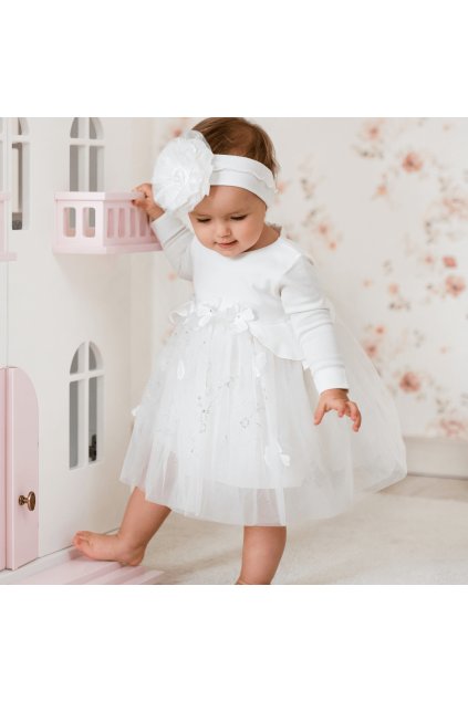 Spoločenské šaty pre bábätká LIVIA biele