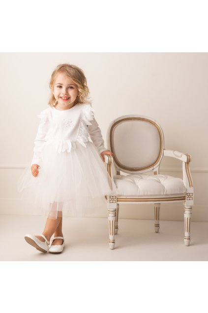 Elegantné dievčenské šaty Gloria biele