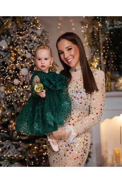 Detské spoločenské šaty luxury green