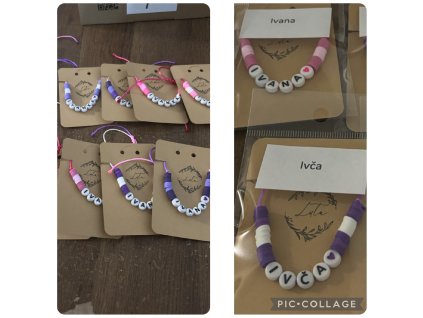 Dětský náramek se jménem a posuvným uzlem