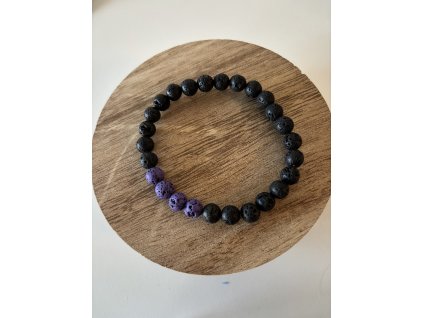 Náramek z lávových kamenů černo fialový