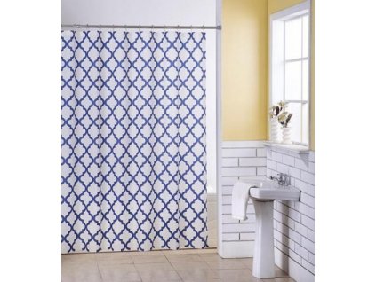Kúpelňový záves PVC vzorovaný modrý (Rozmer 180x200)