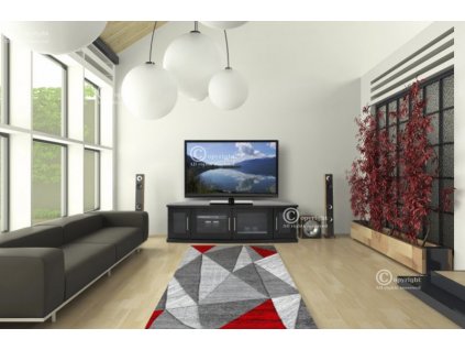 Koberec Rumba 9679 sivá, červená (Rozmer 160x220)