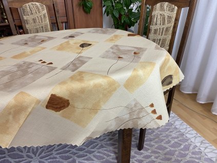 Teflonový obrus tulipán hnedý  kruh 120 cm