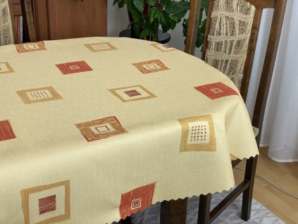 Teflonový obrus štvorec oranžový kruh 155 cm