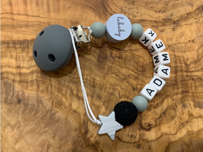 lubaby klip na dudlík stříbrná hvězdička boy/girl