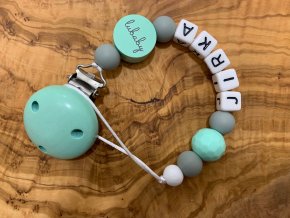 lubaby klip na dudlík se jménem  Šedý-modrý