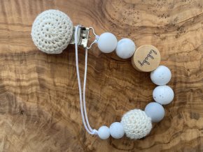 lubaby klip na dudlík s háčkovaným klipem