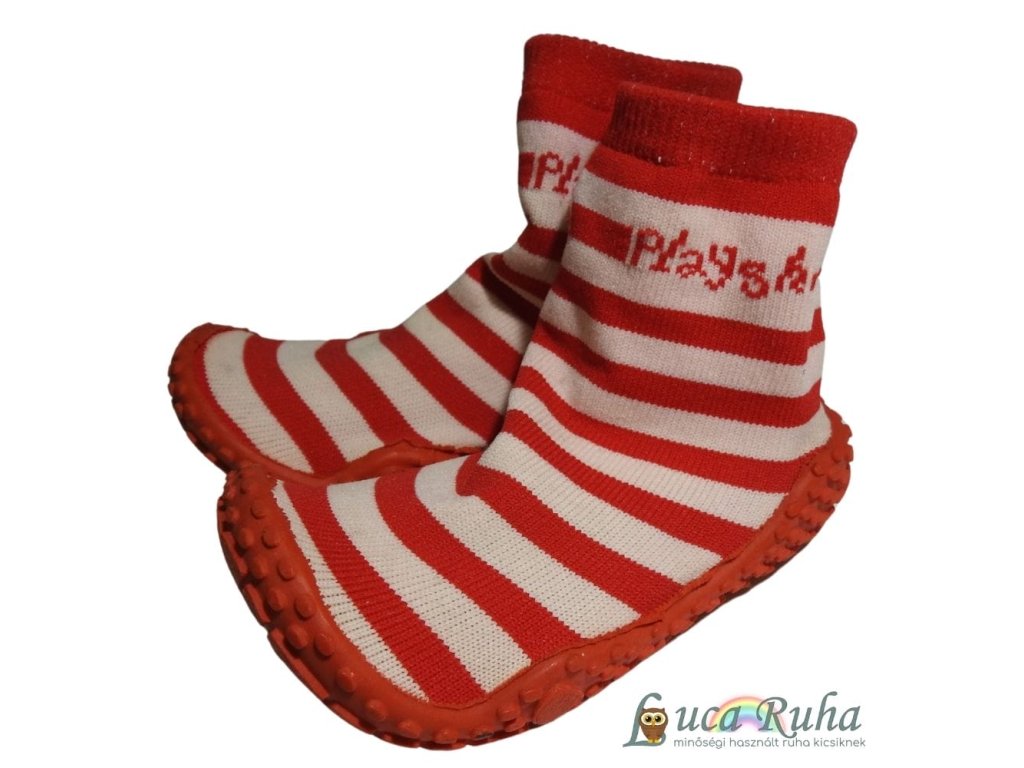 Playshoes piros csíkos zoknicipő - 20/21