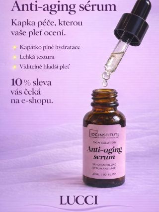 IDC Institute Anti-Aging Facial Serum 30 ml Omlazující sérum s kyselinou hyaluronovou Pár kapek. Viditelně hydratovanější...