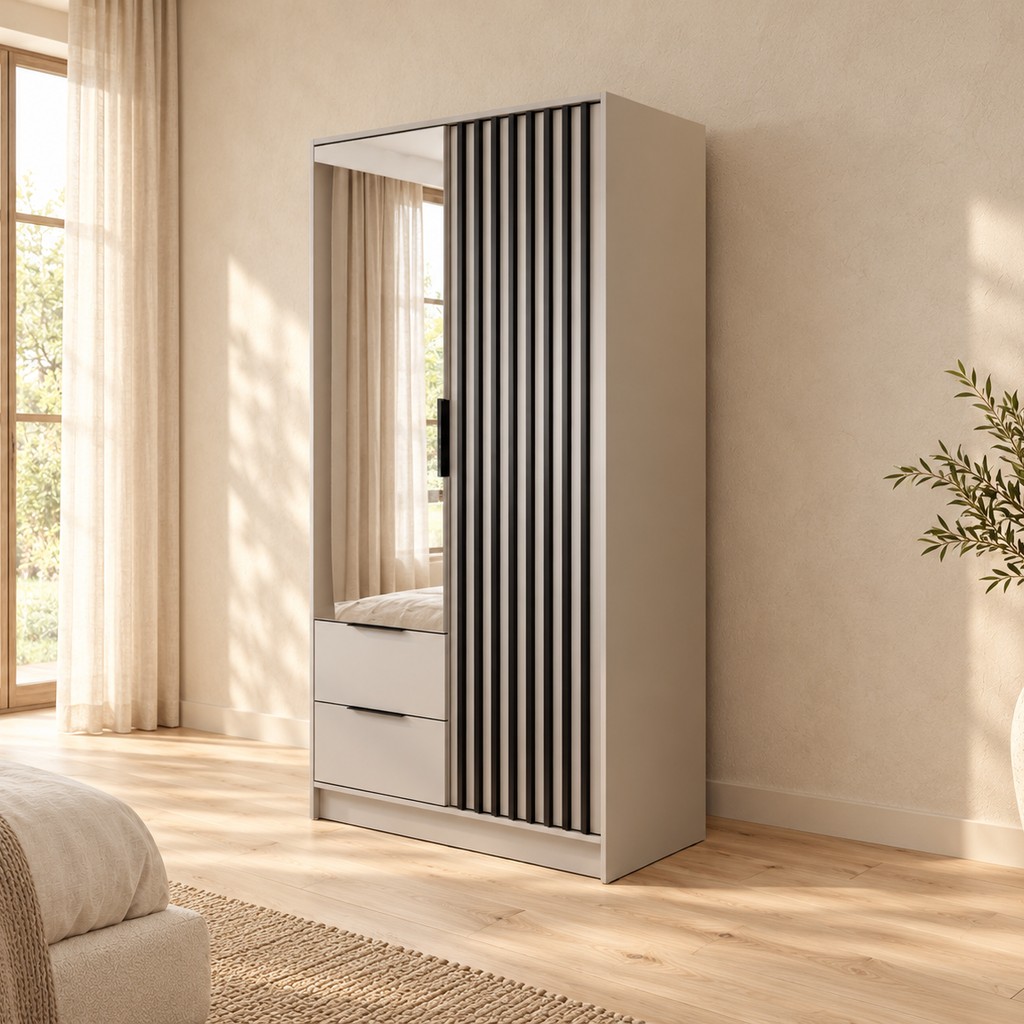 Šatní skříň se zrcadlem MELLONE, 105 cm - volba dekoru