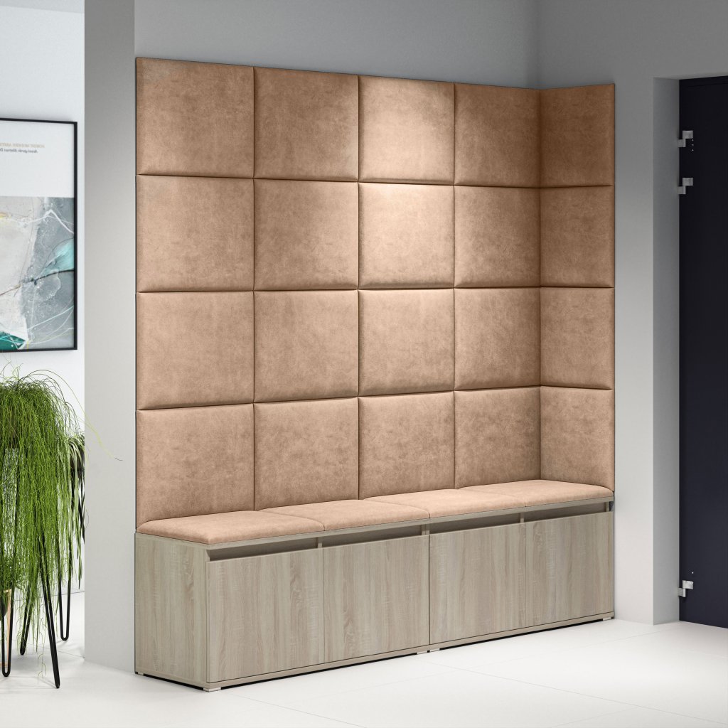 Eka Předsíňová stěna s čalouněnými panely Trinity 3 - Sonoma / Béžová 2304