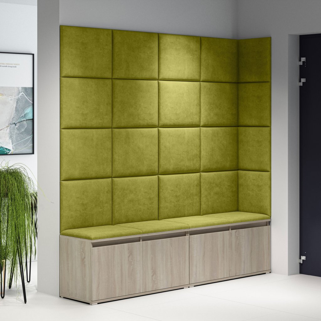 Eka Předsíňová stěna s čalouněnými panely Trinity 3 - Sonoma / Olivová 2312