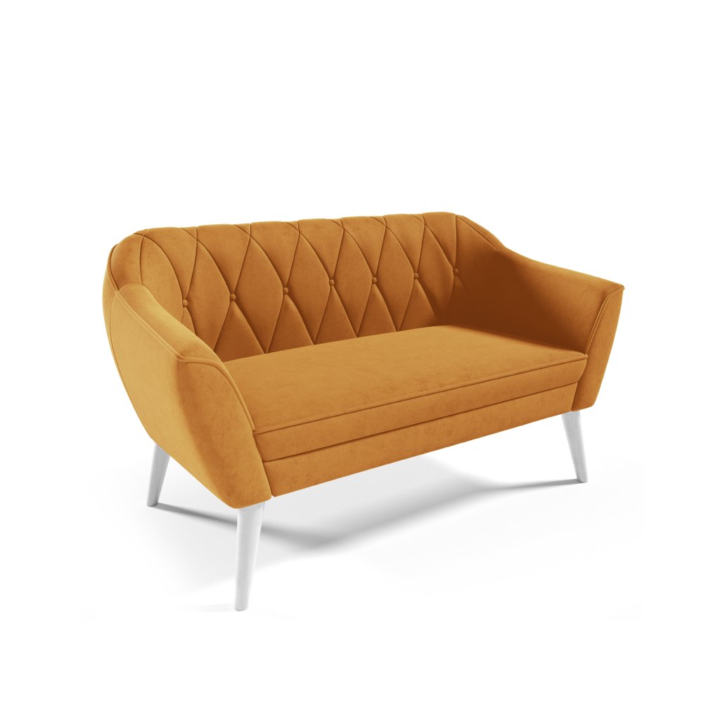 Eka Pohovka KARO, 140 cm Látka Velutto: Velutto 08 - Hořčicová, Výběr nohou: Bílé