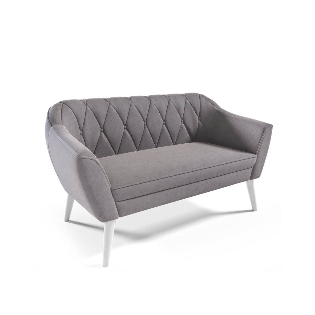 Eka Pohovka KARO, 140 cm Látka Velutto: Velutto 15 - Stříbrná, Výběr nohou: Bílé