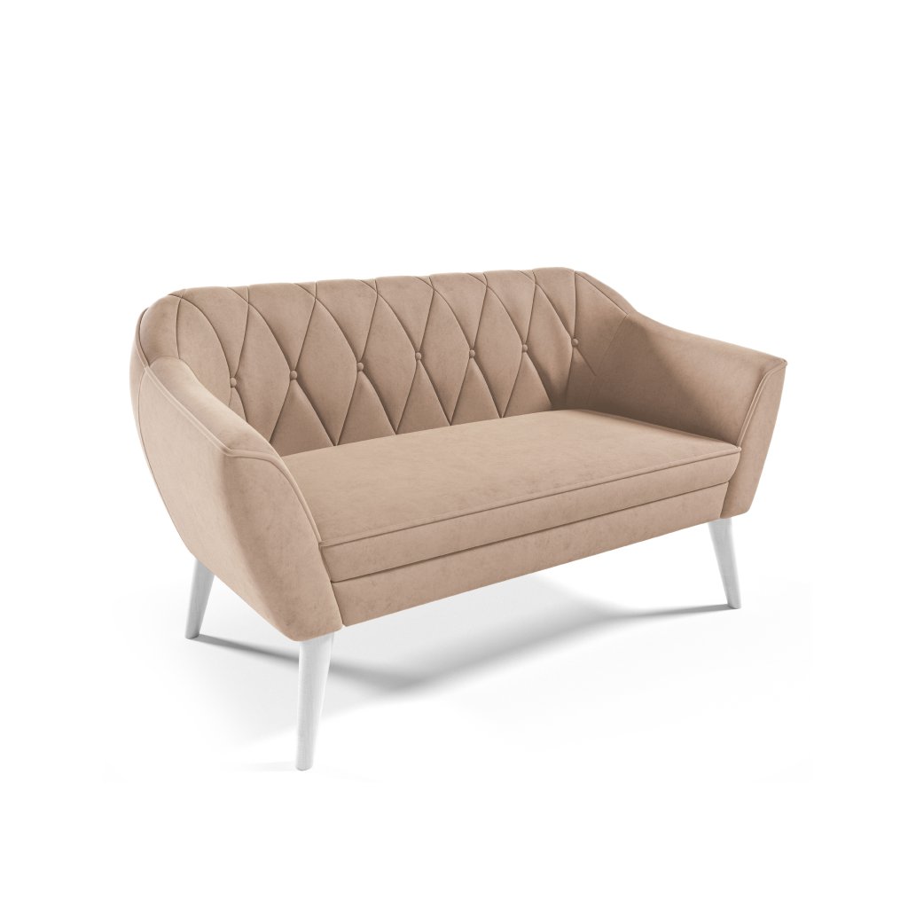 Eka Pohovka KARO, 140 cm Látka Velutto: Velutto 03 - Světlá hnědá, Výběr nohou: Bílé