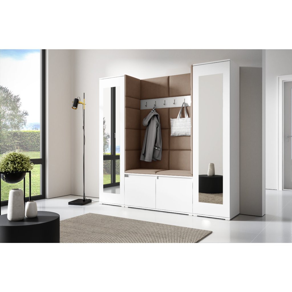 Eka Předsíňová stěna s čalouněnými panely Trinity 31 - Bílá / Béžová 2304